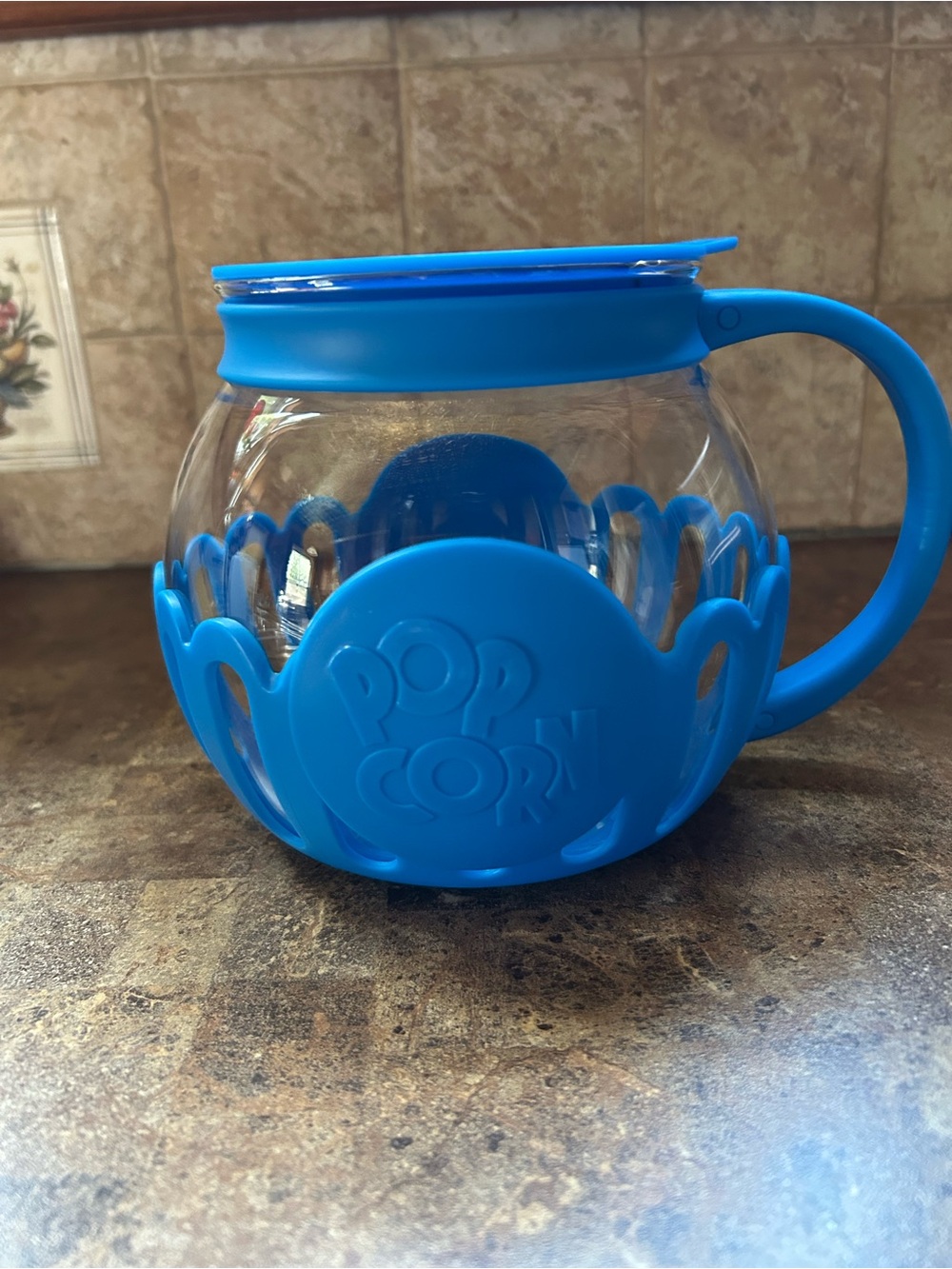 Blue Popcorn Microwave Popper with Lid